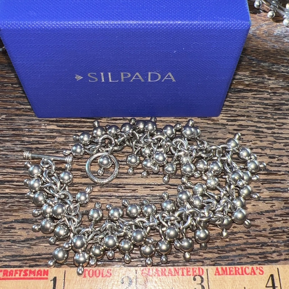 Silpada Heavy Sterling Silver Cha Cha bracelet toggle clasp